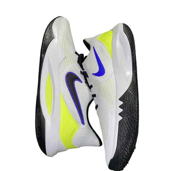 Nike Precision 5 Shoes White Black Barely Volt CW3403 100 Mens Size 11 - Picture 1 of 9